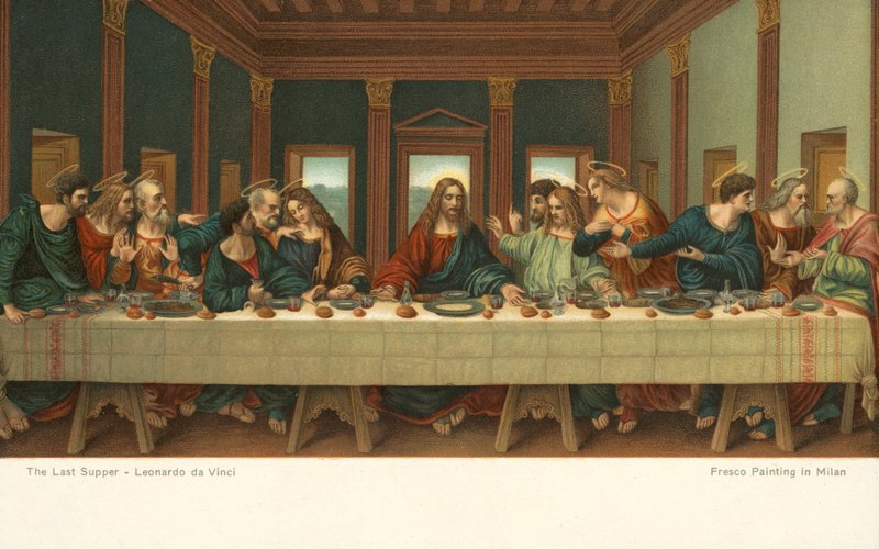 Den sista måltiden (chromolitho) av Leonardo da (after) Vinci