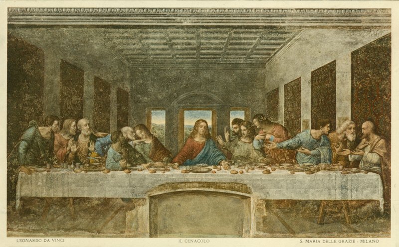Den sista måltiden (färglitografi) av Leonardo da (after) Vinci