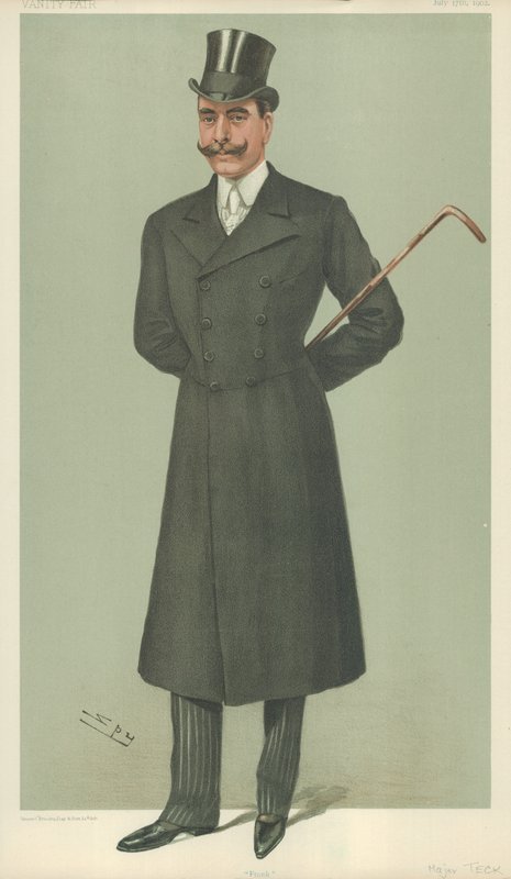 HSH The Duke of Teck, Frank, 17 juli 1902, Vanity Fair-tecknad film av Leslie Matthew Ward