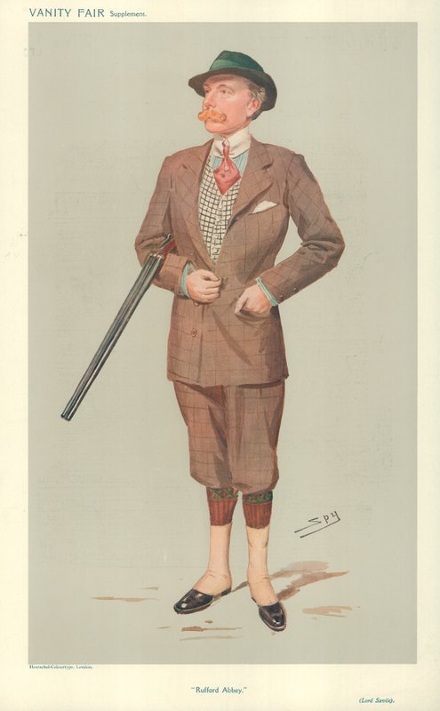 Lord John Savile, Rufford Abbey, 15 april 1908, Vanity Fair-tecknad film av Leslie Matthew Ward
