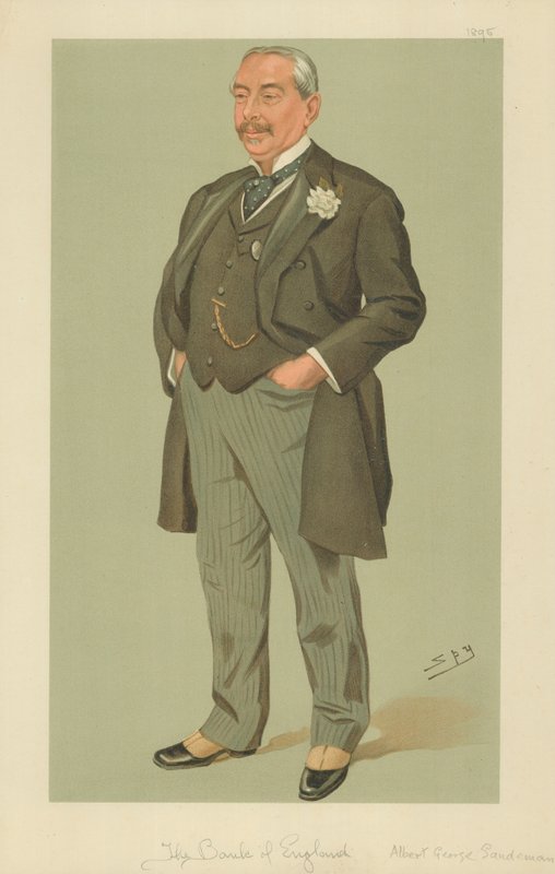 Mr Albert George Sandeman, Bank of England, 12 september 1895, Vanity Fair-tecknad serie av Leslie Matthew Ward
