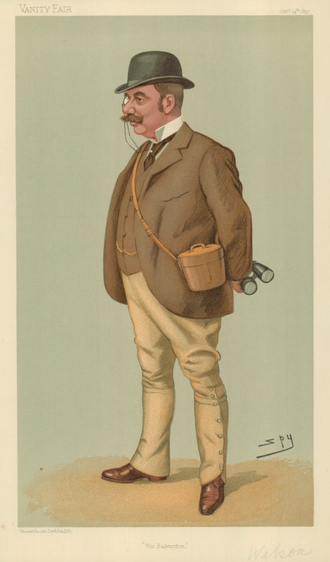 Mr Alfred Edward Thomas Watson, Badminton, 14 januari 1897, Vanity Fair-tecknad serie av Leslie Matthew Ward
