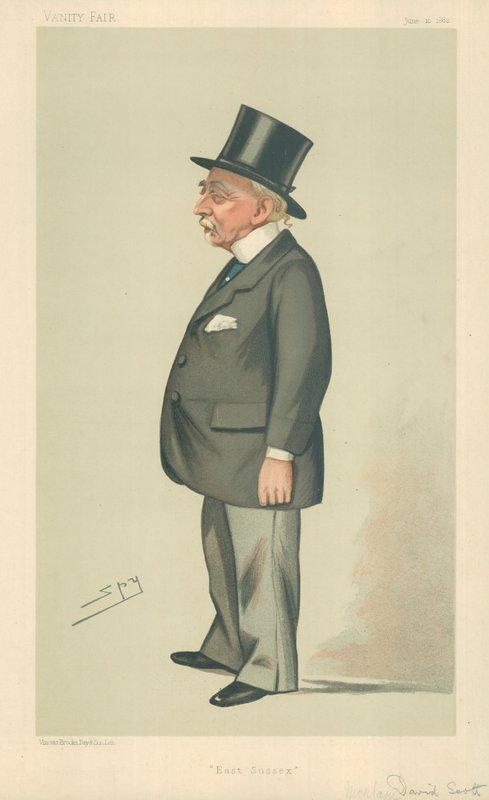 Mr Montagu David Scott, East Sussex, 10 juni 1882, Vanity Fair-tecknad serie av Leslie Matthew Ward