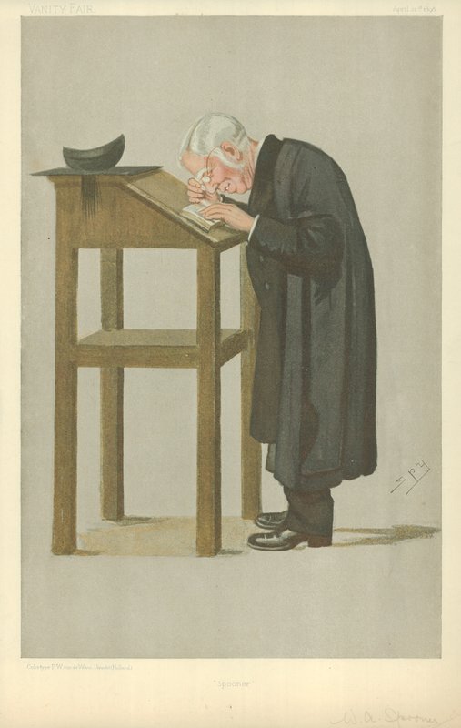 Mr W A Spooner, Spooner, 21 april 1898, tecknad serie Vanity Fair av Leslie Matthew Ward