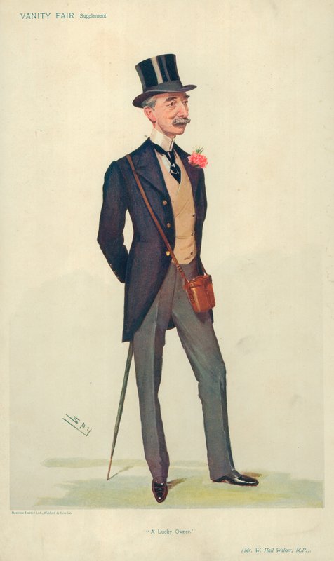 Mr W Hall Walker MP, En lycklig ägare, 21 juni 1906, Vanity Fair-tecknad film av Leslie Matthew Ward