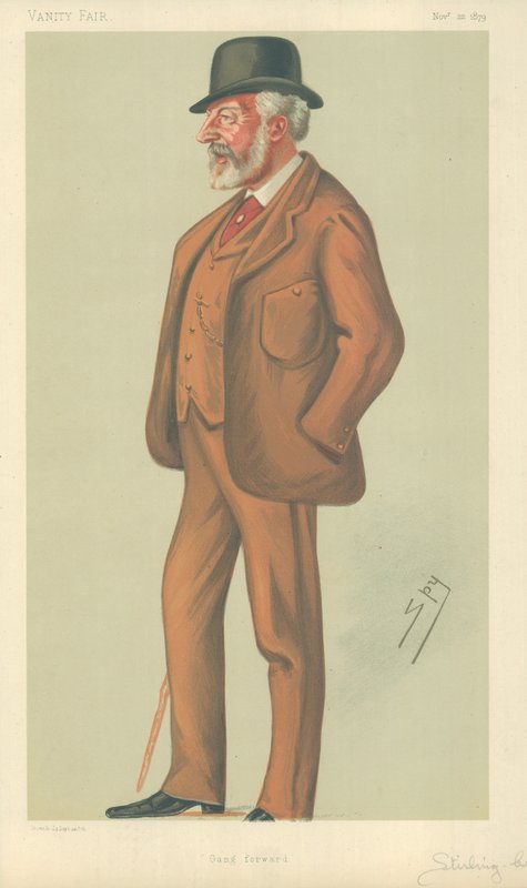 Mr William Stuart Stirling-Crawfurd, Gang forward, 22 november 1879, Vanity Fair tecknad film av Leslie Matthew Ward