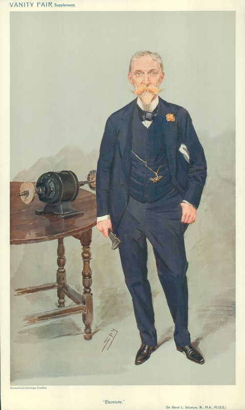 Sir David L Salomons, elektricitet, nd, Vanity Fair-karikatyr av Leslie Matthew Ward