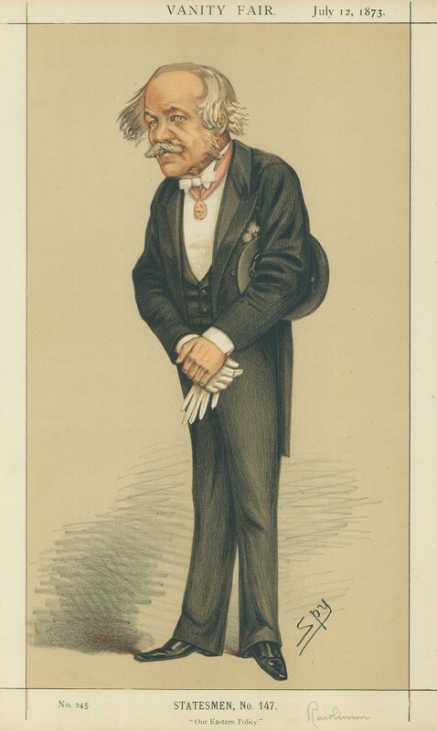Sir Henry Creswicke Rawlinson, Out Eastern Policy, 12 juli 1873, tecknad serie Vanity Fair av Leslie Matthew Ward