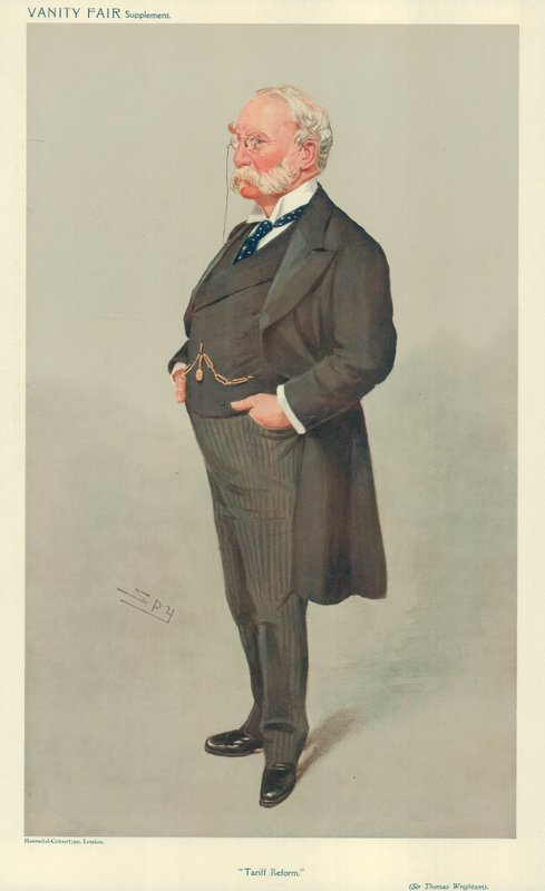 Sir Thomas Wrightson, Tariff Reform, 6 maj 1908, Vanity Fair-karikatyr. av Leslie Matthew Ward