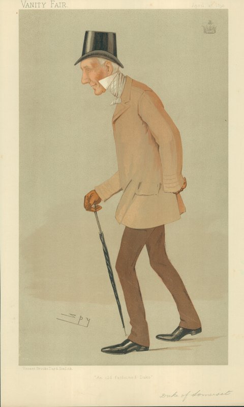 The Duke of Somerset, An old fashioned Duke, 27 april 1893, Vanity Fair tecknad film av Leslie Matthew Ward