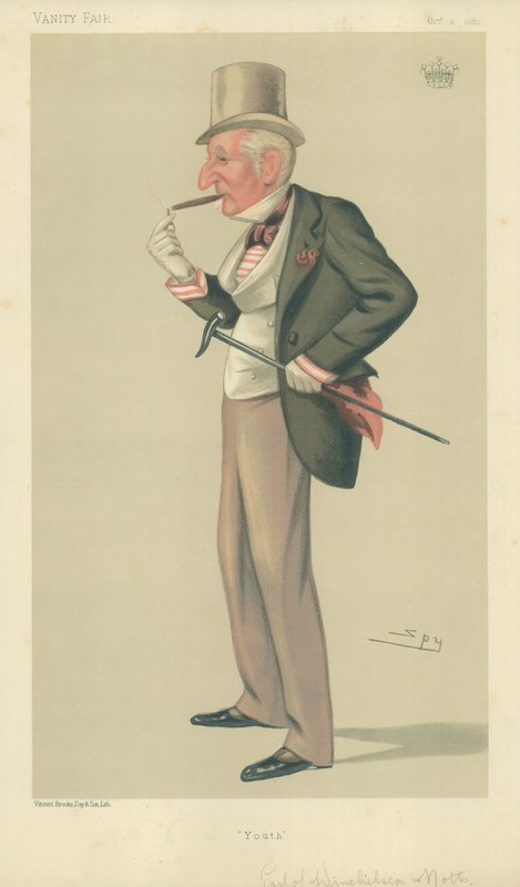 The Earl of Winchilsea and Nottingham, Youth, 2 oktober 1880, Vanity Fair tecknad film av Leslie Matthew Ward