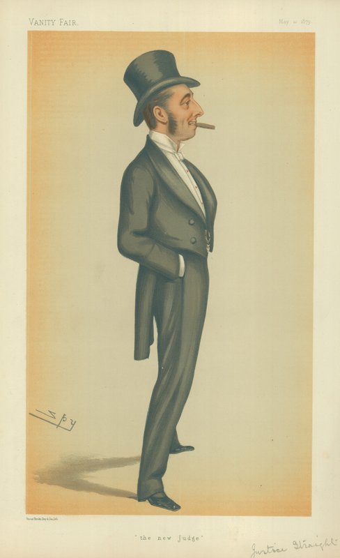 The Hon Mr Justice Straight, The new domare, 10 maj 1879, Vanity Fair-tecknad film av Leslie Matthew Ward