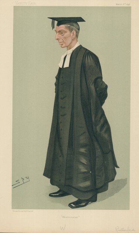 W S Rutherford, rektor för Westminster School, Westminster, 2 mars 1889, Vanity Fair-tecknad serie av Leslie Matthew Ward