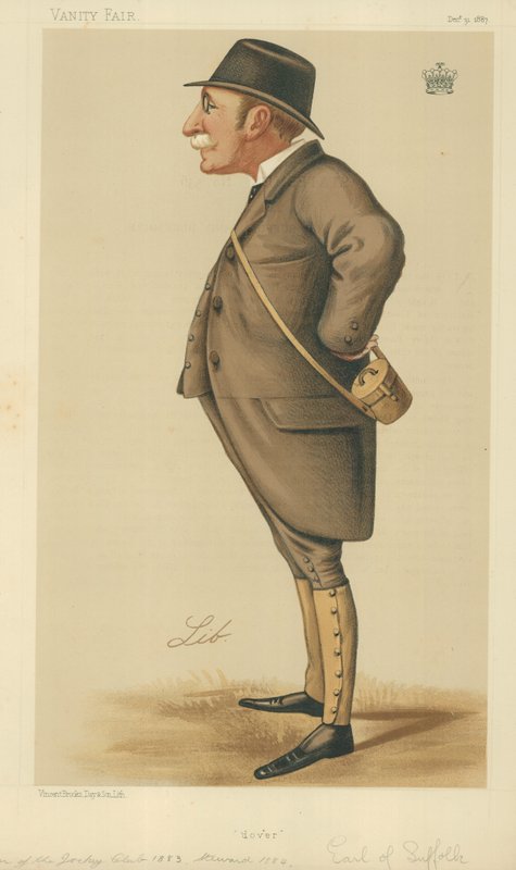Jarlen av Suffolk och Berkshire, Dover, 31 december 1887, Vanity Fair-karikatyr av Liborio Prosperi
