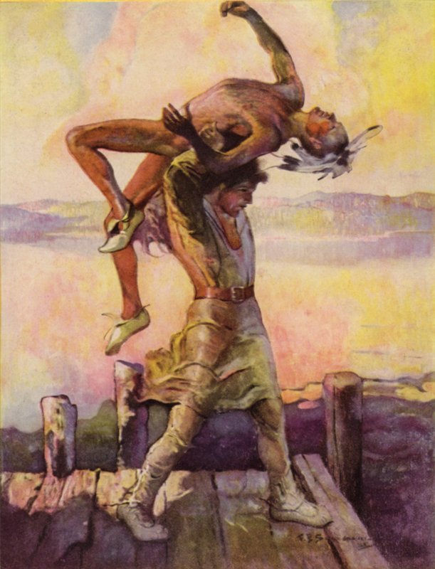 Illustration från The Deerslayer, av James Fenimore Cooper av Louis John Rhead