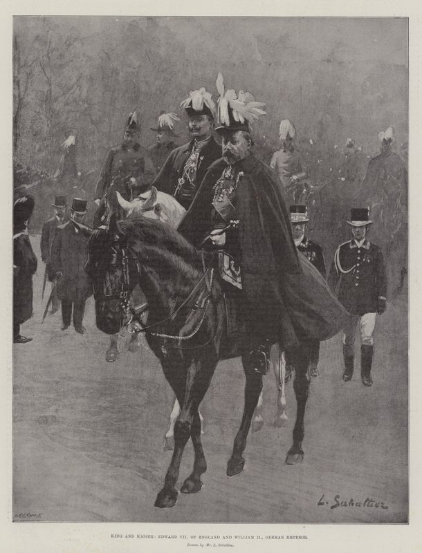 Kung och Kaiser, Edward VII av England och William II, tysk kejsare av Louis Remy Sabattier