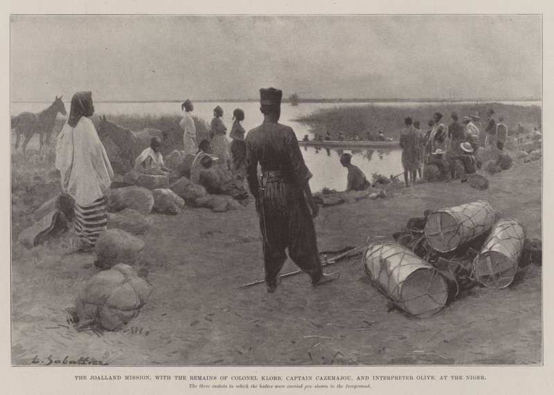 Joallandsmissionen, med kvarlevorna av överste Klobb, kapten Cazemajou och tolk Olive, i Niger av Louis Remy Sabattier