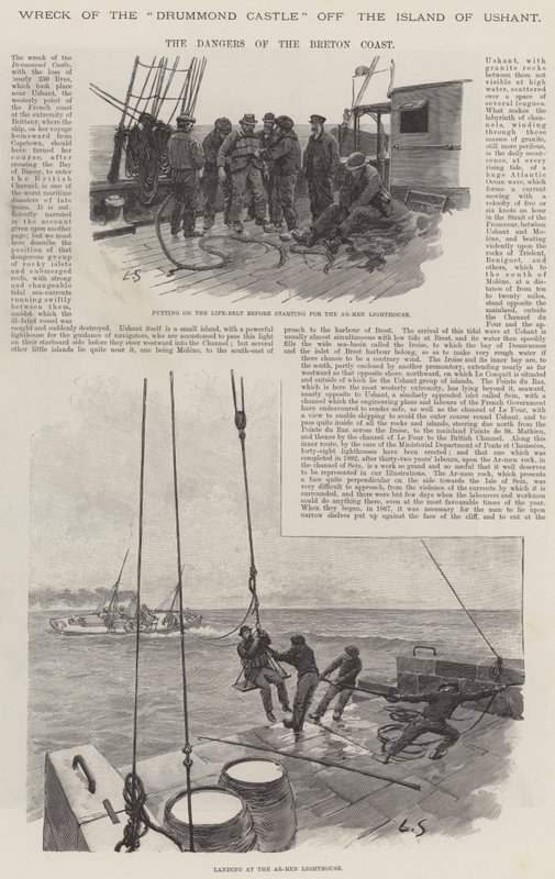 Vraket av Drummond Castle utanför ön Ushant, farorna vid den bretonska kusten av Louis Remy Sabattier