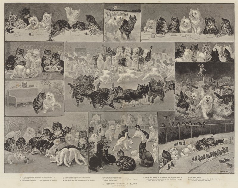 Kattungarnas julfest av Louis Wain