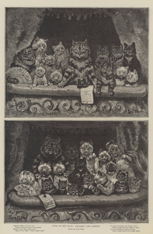Puss på teater, tragedi och komedi av Louis Wain