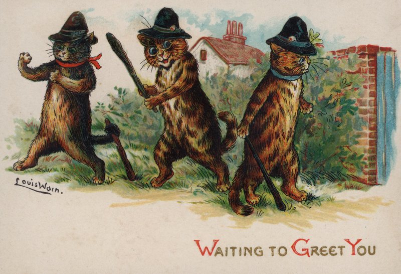 Tre katter som väntar på att hälsa på dig av Louis Wain