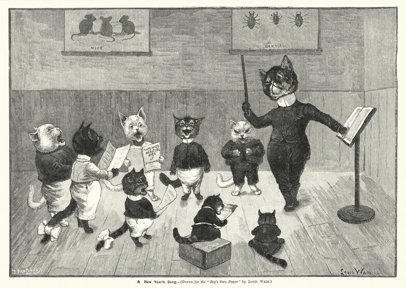 En nyårssång (gravyr) av Louis (after) Wain