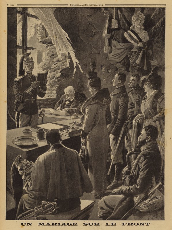 Ett äktenskap vid fronten, Hauteville, Arras, Frankrike, första världskriget av Louis Charles (after) Bombled