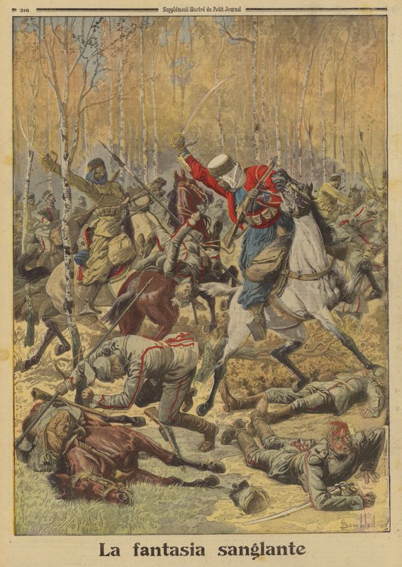 Algeriska goumiers från den franska armén besegrade en större grupp tyskt kavalleri, första världskriget av Louis Charles (after) Bombled