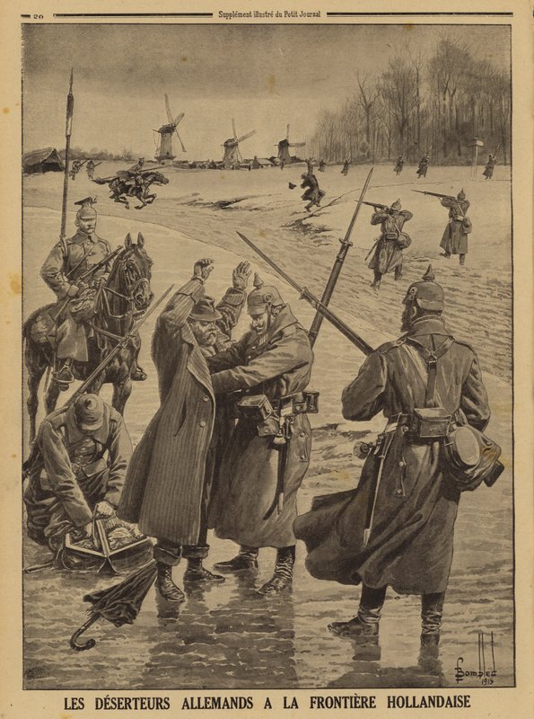 Desertörer från tyska armén greps vid den holländska gränsen, första världskriget av Louis Charles (after) Bombled