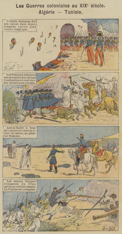 Kolonialkrig på 1800-talet, Algeriet, Tunisien (färg litho) av Louis Charles (after) Bombled