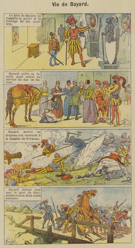 Life of Bayard (färg litho) av Louis Charles (after) Bombled