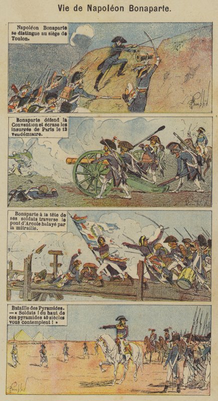 Livet av Napoleon Bonaparte (färg litho) av Louis Charles (after) Bombled