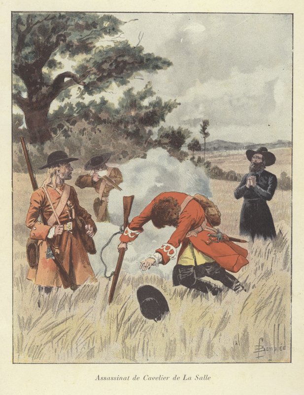 Mordet på Rene-Robert Cavelier de la Salle, 1687 av Louis Charles Bombled