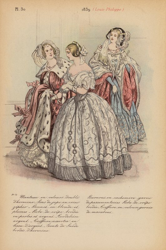 Franskt mode: 1839, Louis-Philippe (färglitografi) av Louis Colas