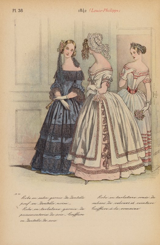 Franskt mode: 1842, Louis-Philippe (färglitografi) av Louis Colas