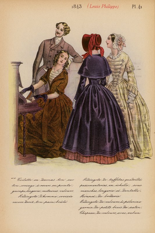 Franskt mode: 1843, Louis-Philippe (färglitografi) av Louis Colas