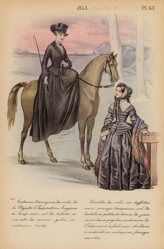 Franskt mode: 1853, Napoleon III (färglitografi) av Louis Colas