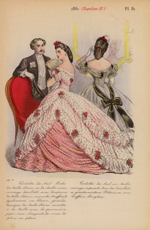 Franskt mode: 1861, Napoleon III (färglitografi) av Louis Colas