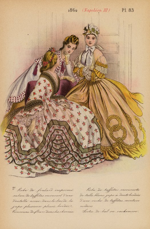 Franskt mode: 1862, Napoleon III (färglitografi) av Louis Colas