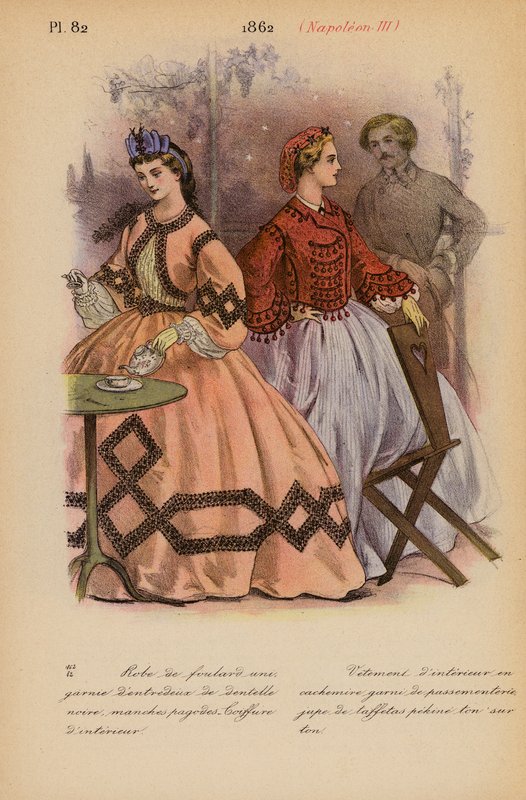 Franskt mode: 1862, Napoleon III (färglitografi) av Louis Colas
