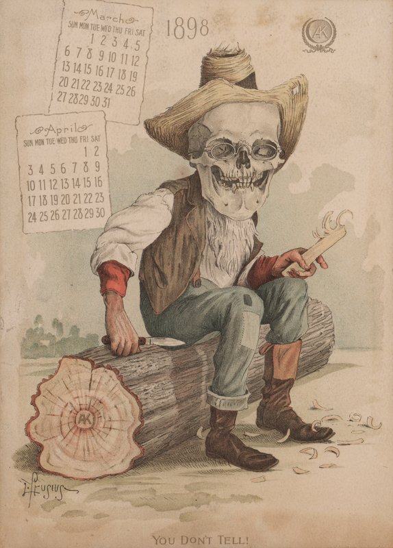 Carving en bit av trä, illustration för Antikamnia kalender av Louis Crucius or Crusuius
