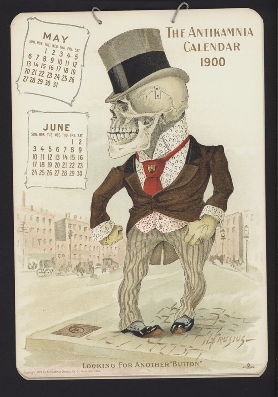 Illustration för Antikamnia-kalendern, 1900 av Louis Crucius or Crusuius