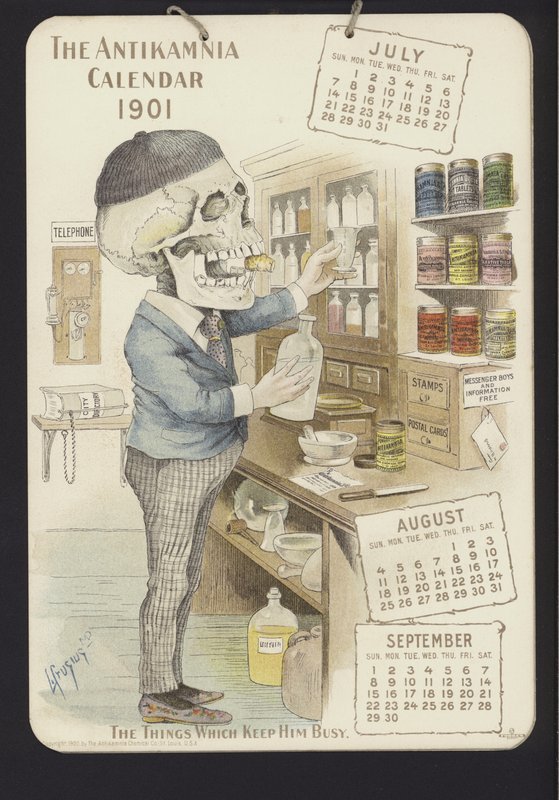 Illustration för Antikamnia-kalendern, 1901 av Louis Crucius or Crusuius