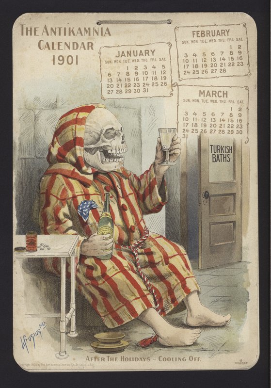 Illustration för Antikamnia-kalendern, 1901 av Louis Crucius or Crusuius
