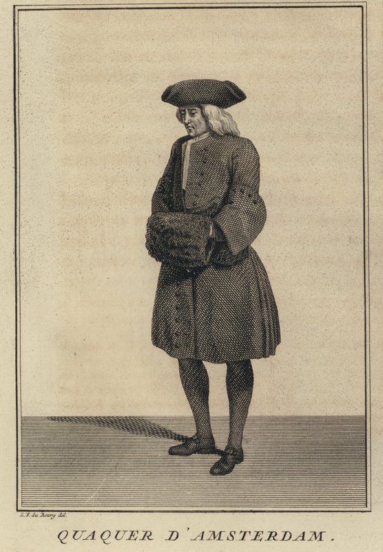 Quaker från Amsterdam, Nederländerna (gravyr) av Louis Fabricius (after) Dubourg