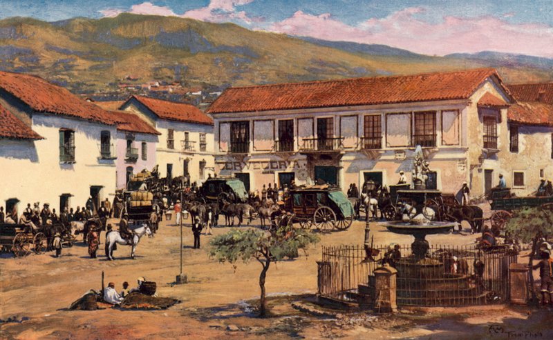 Scener i La Paz, Bolivia (färg litho) av Louis Fairfax Muckley
