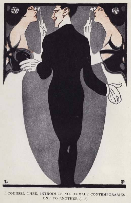Jag råder dig, introducera inte kvinnliga samtida för varandra (färg litho) av Louis Fancher