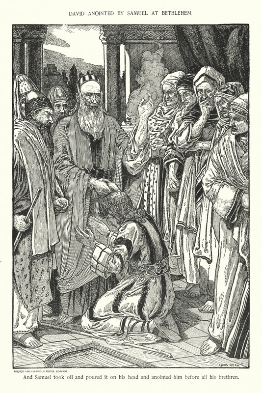 David smord av Samuel i Betlehem (litografi) av Louis John Rhead