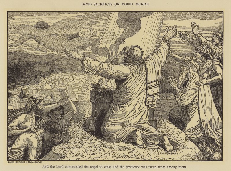 David offrar på berget Moria av Louis John Rhead