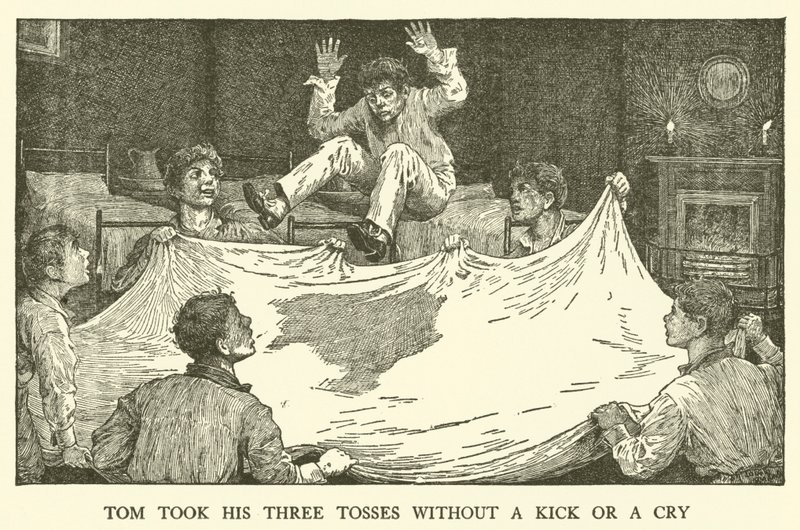 Illustration för Tom Browns skoldagar (gravyr) av Louis John Rhead